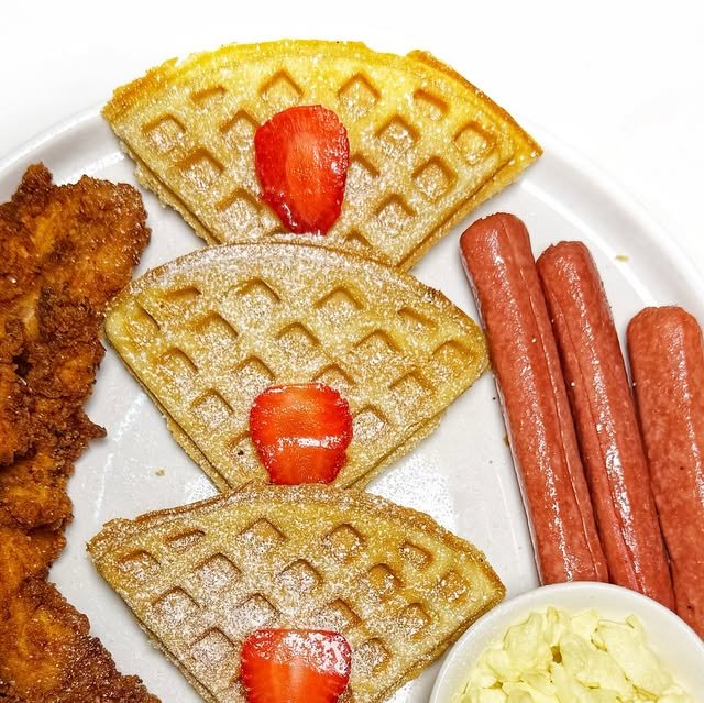 Chicken and waffles with sausage at Tatli